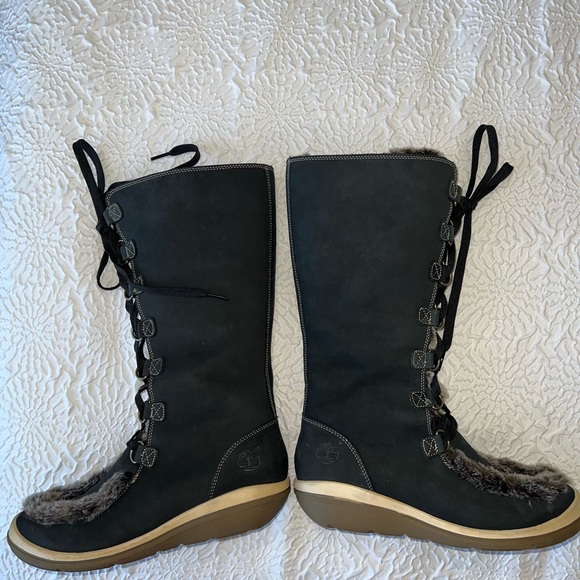TIMBERLAND KICKADILLA Suede Leather Faux Fur Lace up boots. Size 8M - Picture 11 of 14